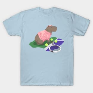 Capybara Tennis - Pink T-Shirt